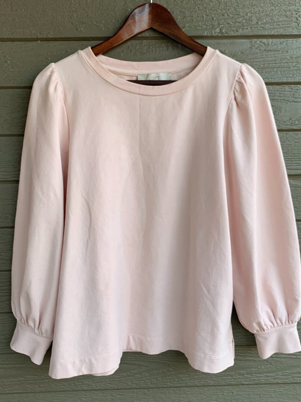 [LOFT] Light Pink Puff Sleeve Long Sleeve Top Size M
